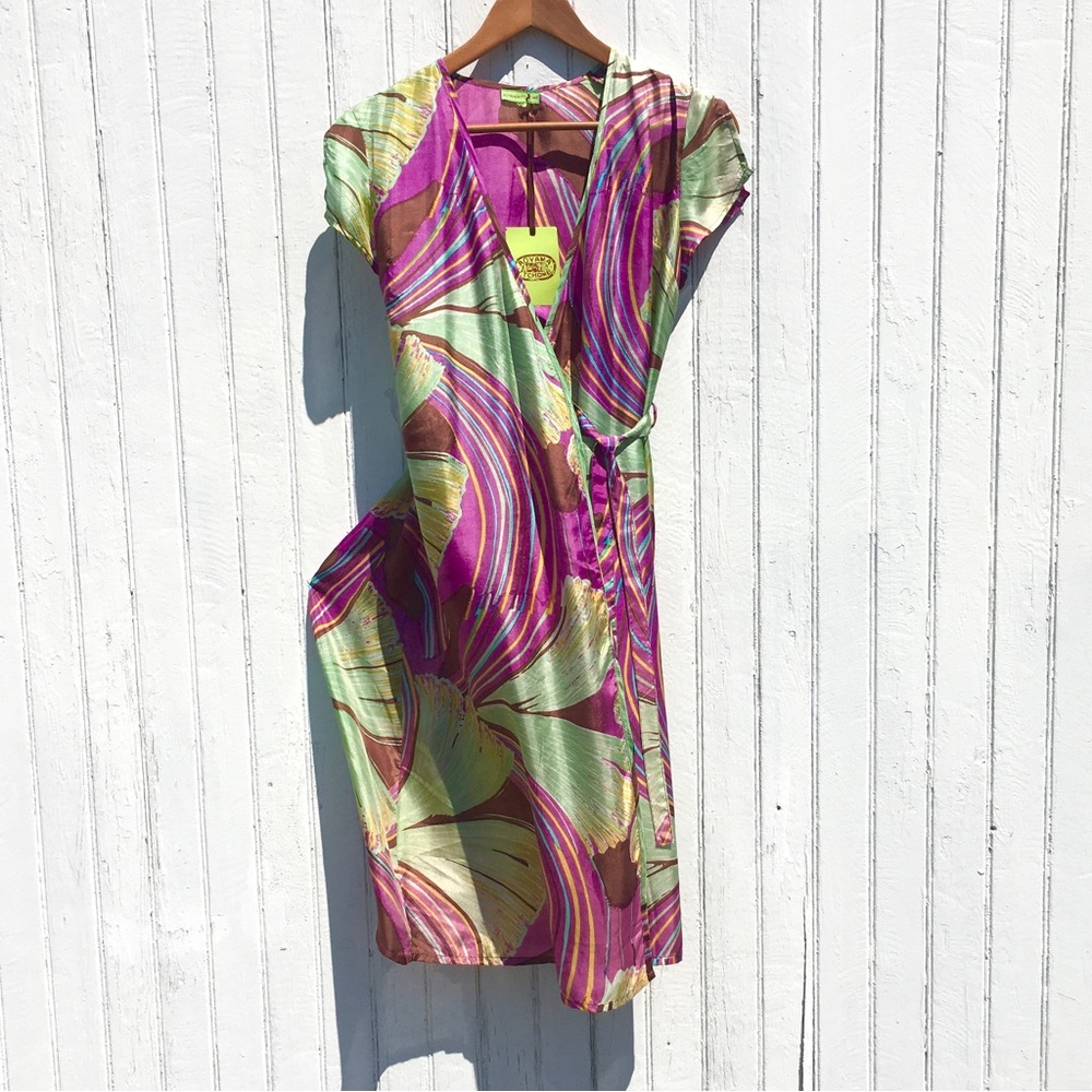 AOYAMA ITCHOME SILK WRAP DRESS NWT